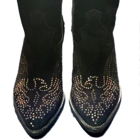 Reba black rhinestone cowboy boots size 8 - Picture 1 of 7